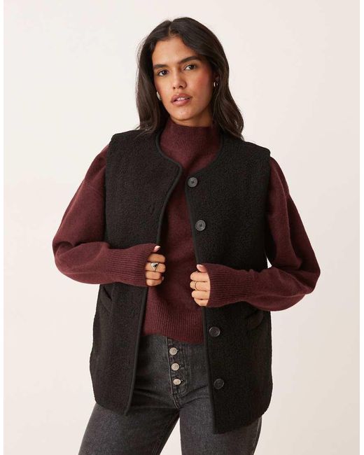 Nobody's Child Black Button Up Borg Gilet