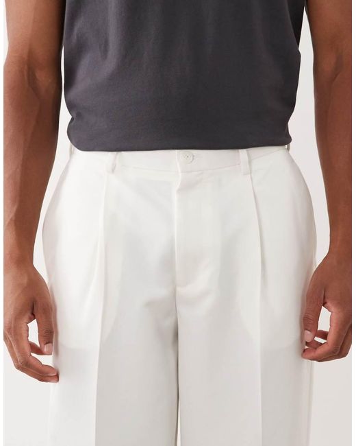 ASOS White Tailored Pleated Oversized Tapered Pants for men