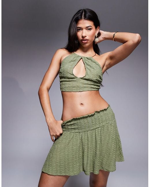 ASOS Green Abigail Ruched Mini Beach Skirt Co-ord
