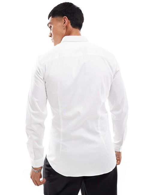 Jack & Jones White Premium Super Slim Fit Stretch Smart Shirt for men