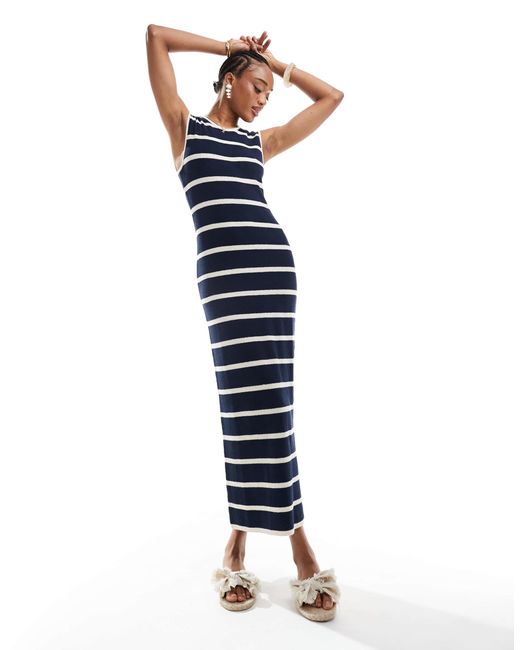 Vero Moda Blue – knöchellanges, gestricktes jersey-kleid