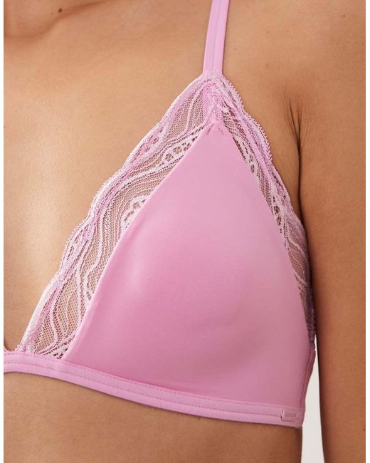 Calvin Klein Pink Sensual Stretch Unlined Triangle Lace Bra