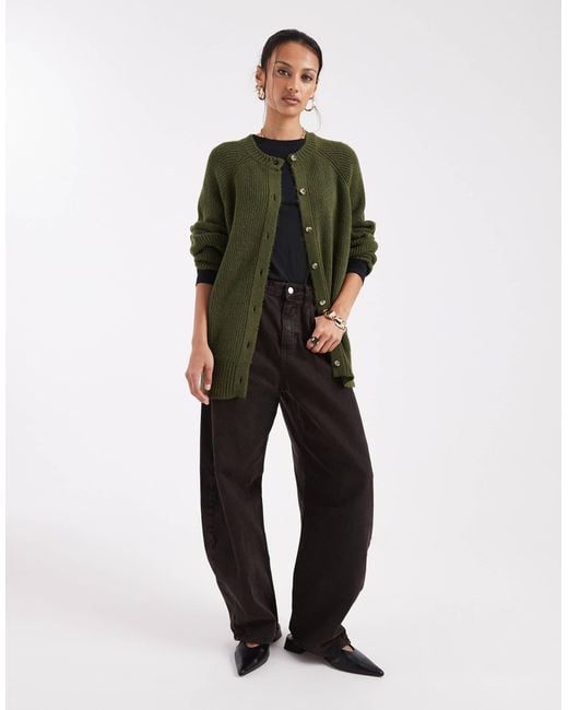 ASOS Green Knitted Raglan Cardigan