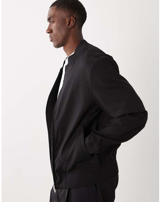 Mango Black Zip Thorugh High Neck Jacket for men
