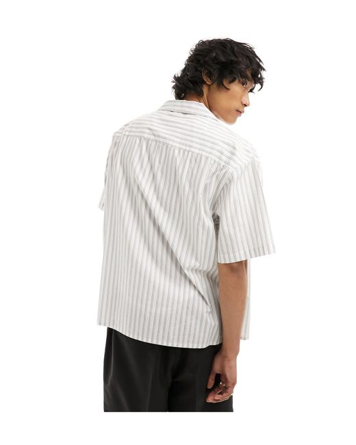 Collusion White Poplin Revere Short Sleeve Shirt for men