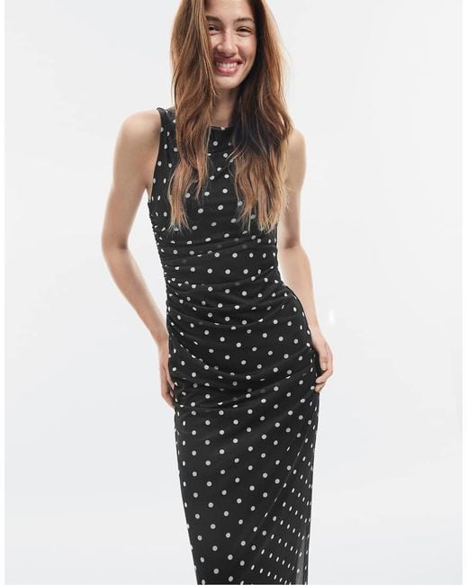Stradivarius White Sleeveless Tulle Midi Dress