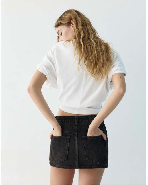 Pull&Bear White Denim Crossover Skort