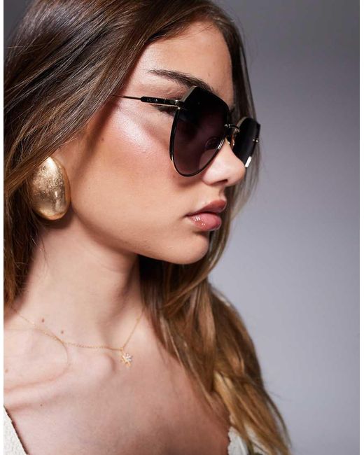 Quay Gray Quay Main Character Oversized Round Metal Sunglasses