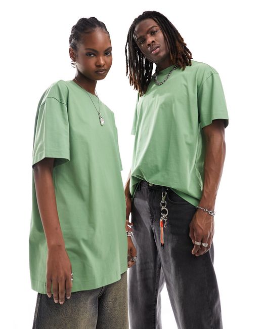 T-shirt oversize unisex di Weekday in Green