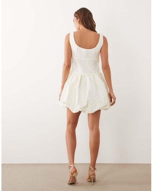 Sister Jane Natural Dream Sister Vitsippa Jacquard Boat Neck Sleeveless Bubble Hem Mini Dress