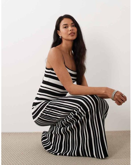Gina Tricot White Cotton Blend Light Knit Strappy Maxi Dress
