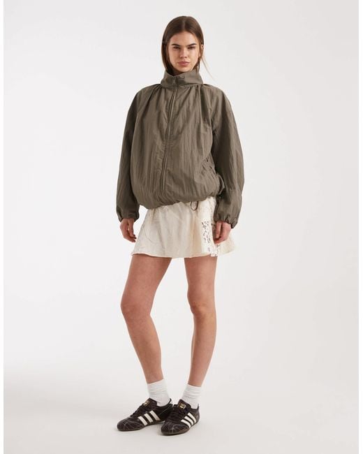 ASOS Brown Oversized Bubble Hem Track Jacket