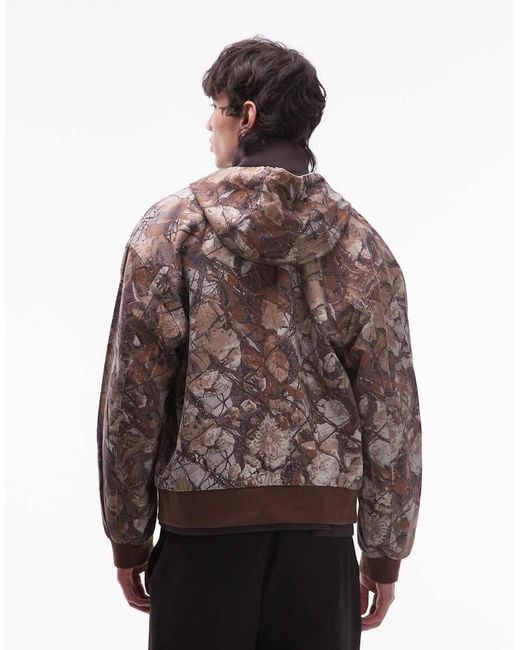 Chaqueta Bomber Con Estampado De Camuflaje Y Cremallera Glen De (Parte De Un Conjunto) Obey de hombre de color Brown