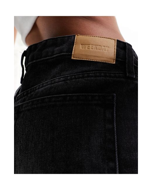 Ample - jean droit coupe ample à taille basse - noir délavé Weekday en coloris Black