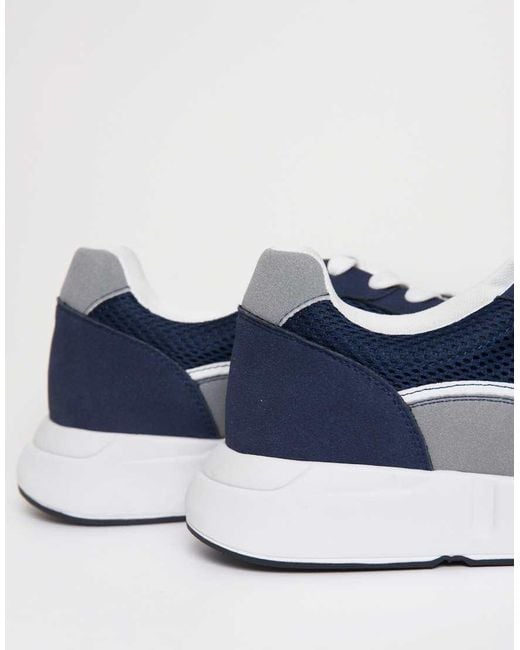 Threadbare Blue Retro Lace Up Trainers for men