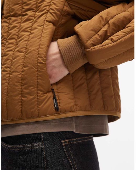 Rains Brown 21760 Banja Water Repellent Quilted Liner Bomber Jacket