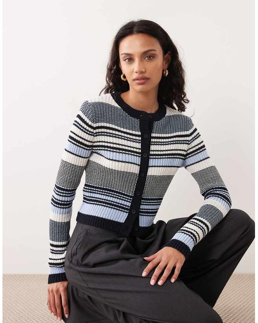 Mango Gebreid Gestreept Vest in het Gray
