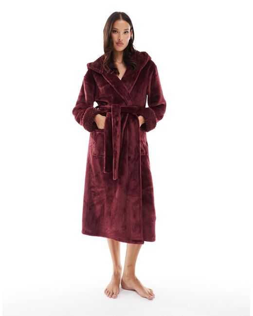 Threadbare Red Long Fluffy Dressing Gown