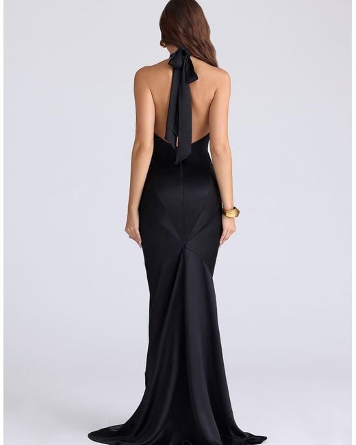 House Of Cb Blue Oliviana Satin Maxi Dress