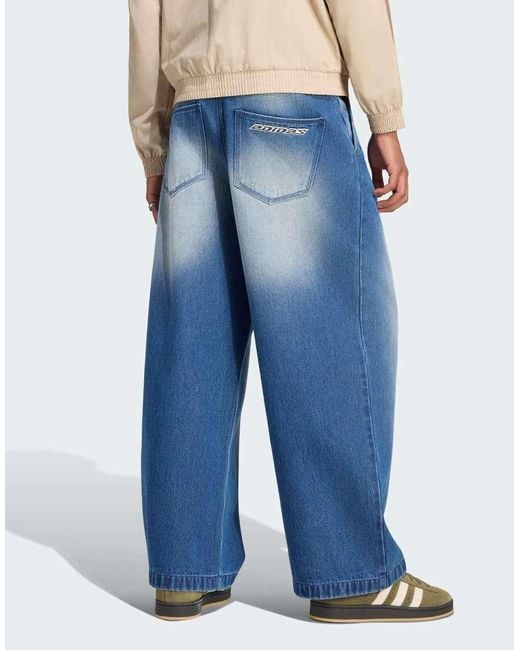 Adidas Originals Blue Jeans Mid-Rise Wide Leg for men