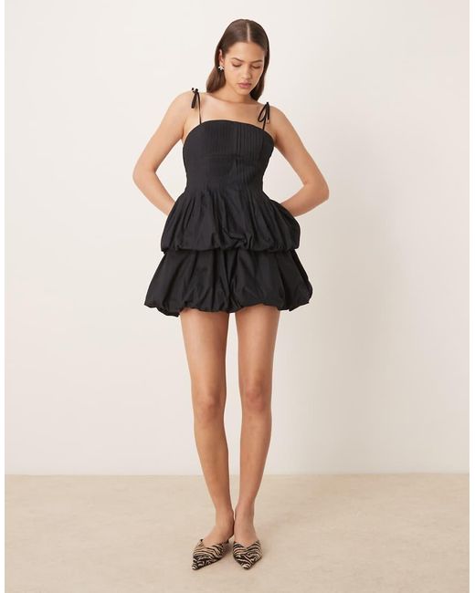 Forever New Natural Tie Shoulder Double Bubble Hem Mini Dress