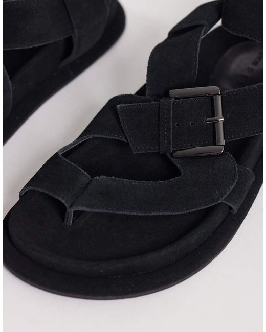 ASOS Blue Finley Premium Strappy Footbed Sandals