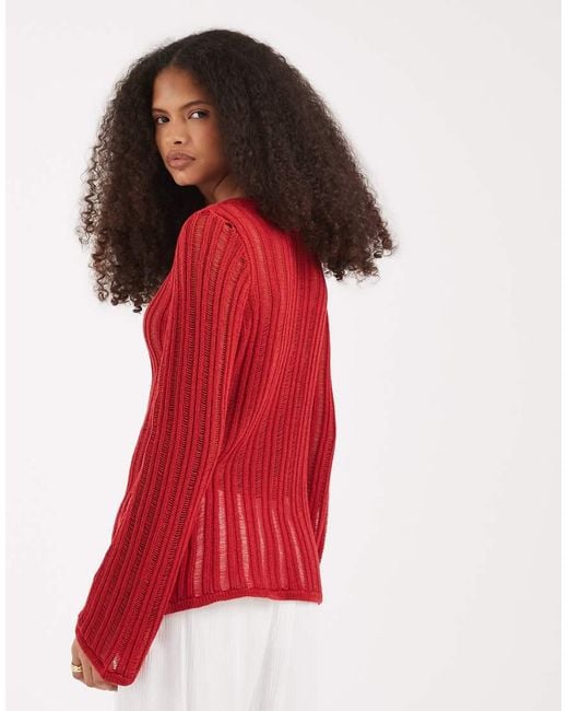 ASOS Red Knitted Ladder Stitch Cardigan