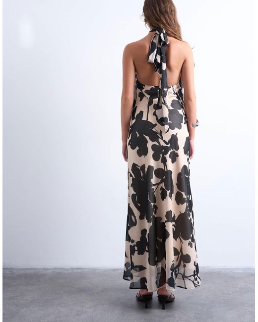 TOPSHOP White Halter Layered Chiffon Dress