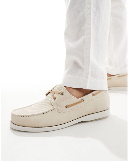 Truffle Collection White Boat Shoes for men