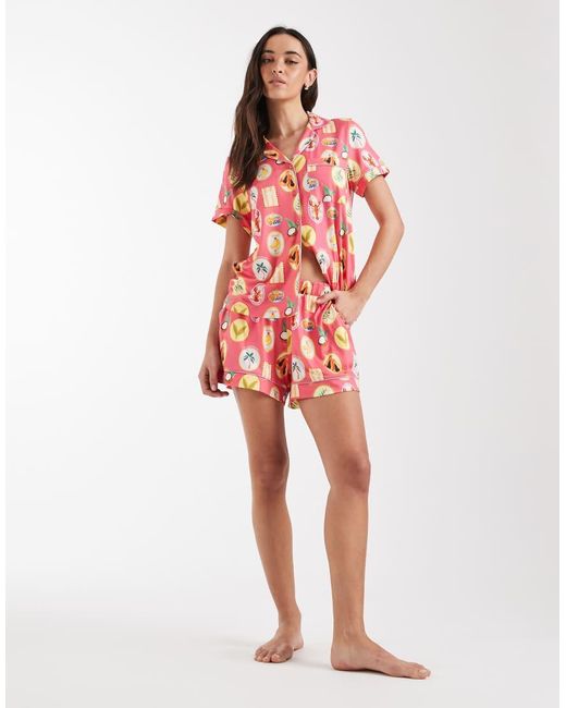 Chelsea Peers Red Short Sleeve Jersey Revere And Short Set