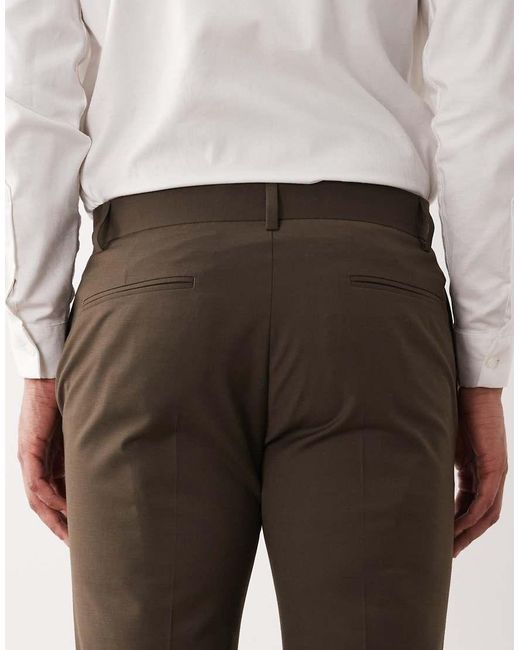 ASOS Natural Skinny Trousers With Washable Wool for men