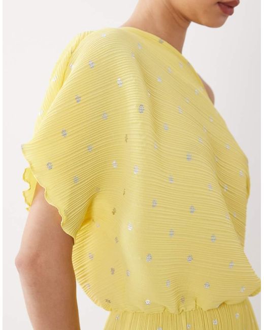 Never Fully Dressed Yellow Tilly Off Shoulder Plisse Maxi Dress