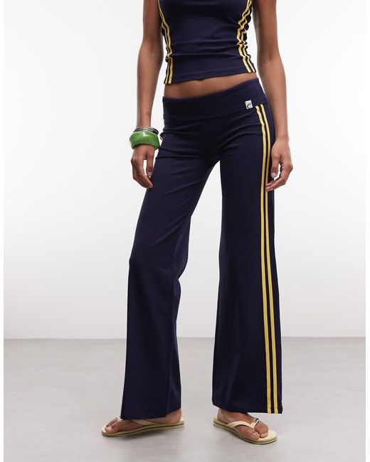 Collusion Blue Low Rise Flared Sporty Track Pant