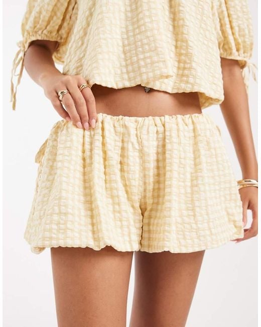 ASOS Natural Bubble Tie Side Shorts Co Ord