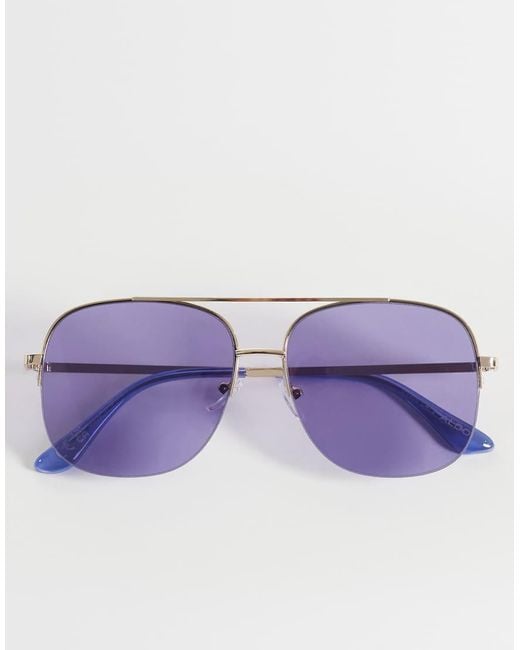 ALDO Purple Heydi Metal Frame Aviator Sunglasses With Lenses