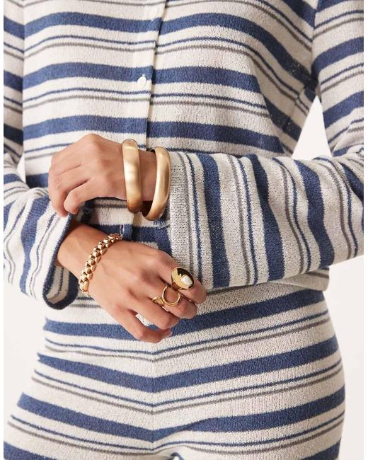 ASOS Blue Long Sleeve Cut And Sew Stripe Through Co Ord Top