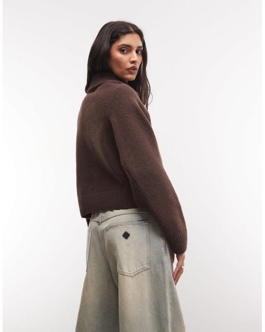 Monki Brown Half Zip Sweater