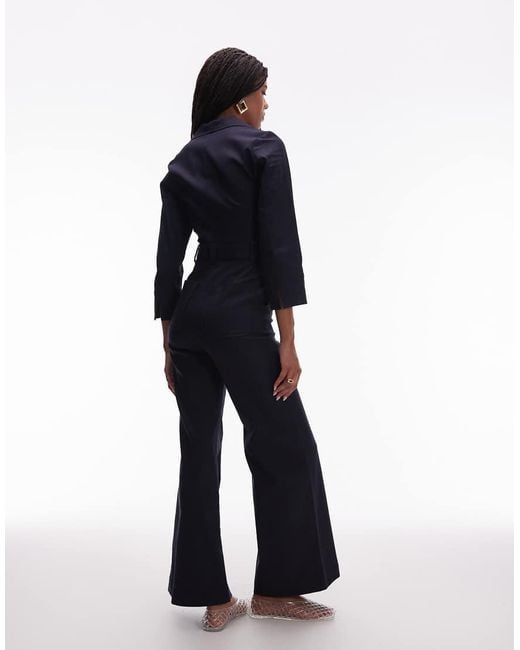 & Other Stories Blue Belted Jumpsuit With Patch Pockets