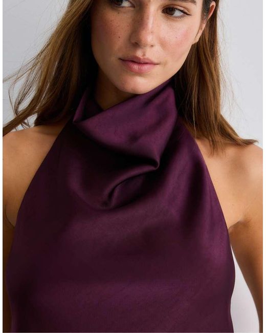 Stradivarius Purple Satin Effect Halter Top