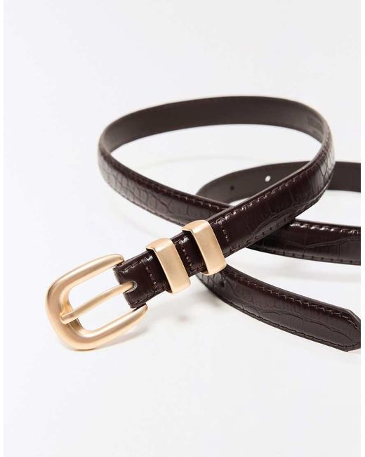 Bershka Blue Thin Belt With Buckle