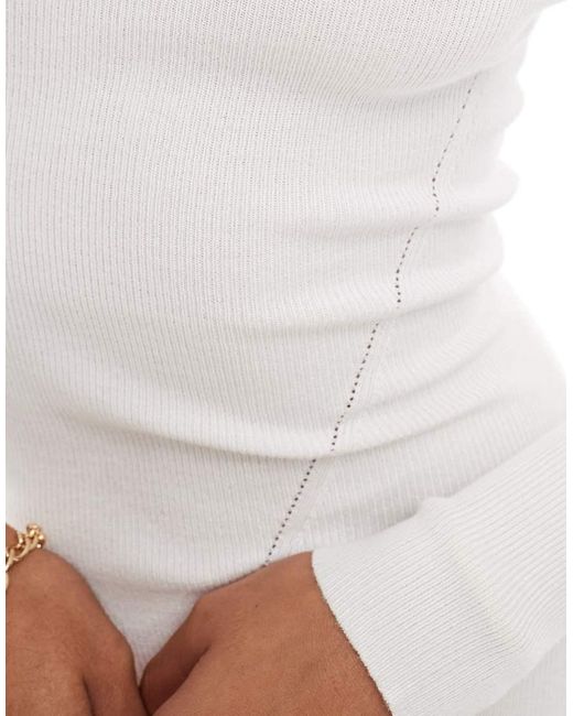 In The Style White Knitted High Neck Mini Skater Jumper Dress