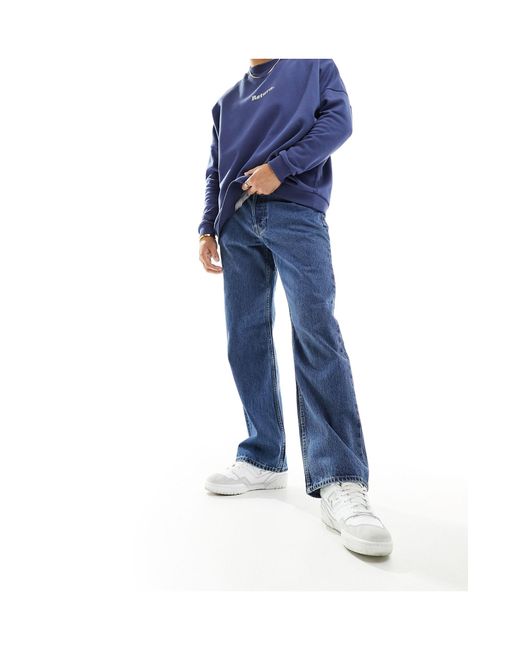 Jeans ampi rigidi lavaggio medio sbiaditi di Only & Sons in Blue da Uomo