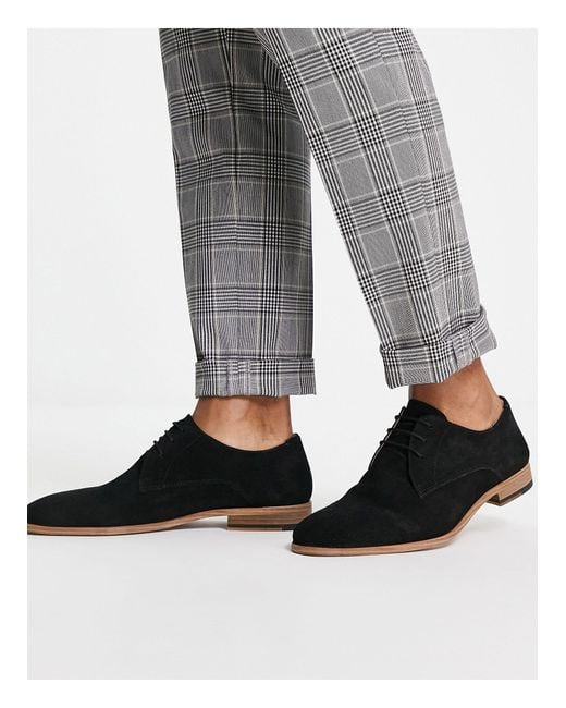 Topman Black Pu Angus Derby Shoes for men