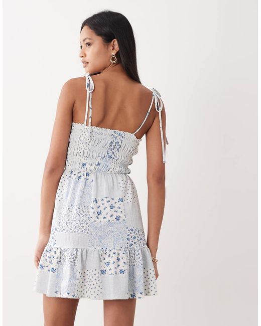 Miss Selfridge White Shirred Cami Mini Dress