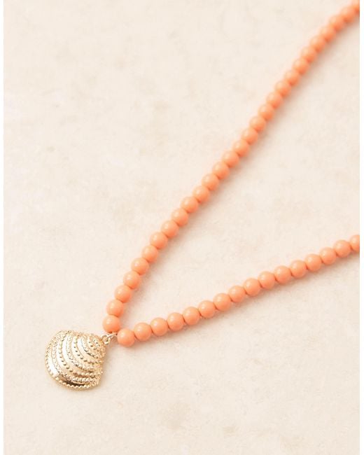ASOS Brown Short Necklace With Coloured Stones And Shell Pendant