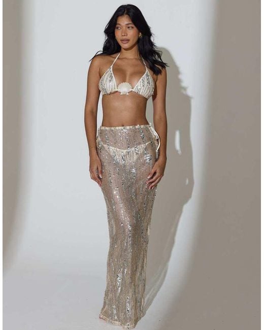 South Beach Brown Sequin Maxi Skirt