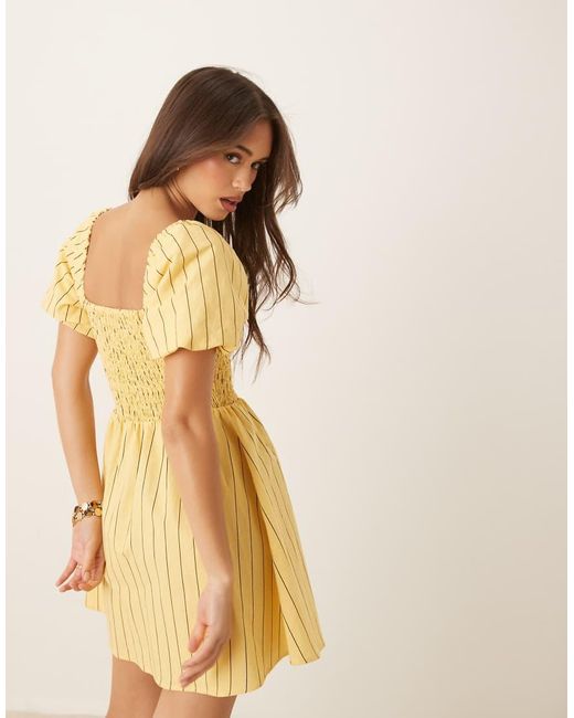 Nobody's Child Yellow Tasmin Puff Sleeve Mini Dress