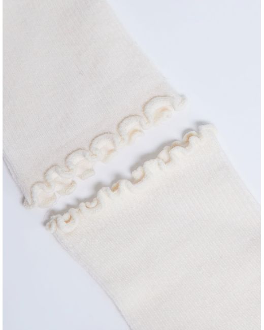 TOPSHOP White Ribbed Frill Socks