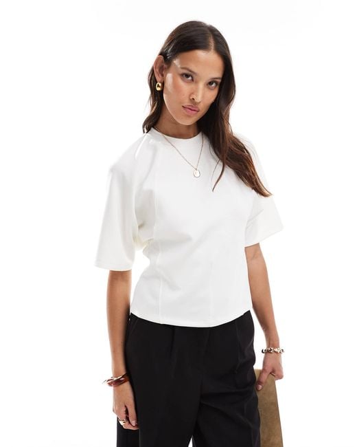 Pull&Bear White Soft Touch Cinched Waist T-Shirt