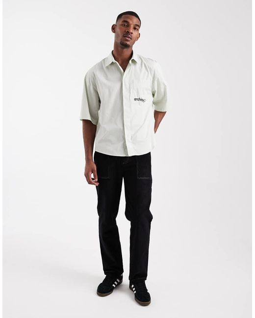 ASOS White Relaxed Shirt With Chest Embroidery for men